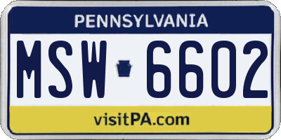 PA license plate MSW6602