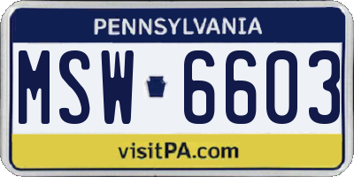 PA license plate MSW6603