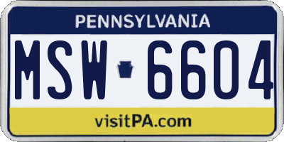 PA license plate MSW6604