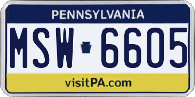PA license plate MSW6605