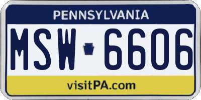 PA license plate MSW6606