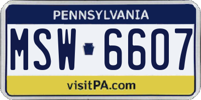 PA license plate MSW6607