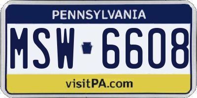 PA license plate MSW6608