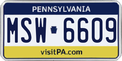 PA license plate MSW6609