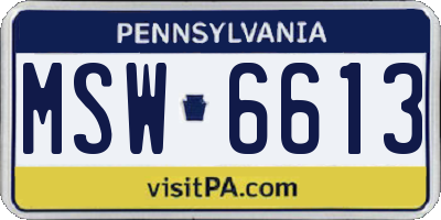 PA license plate MSW6613