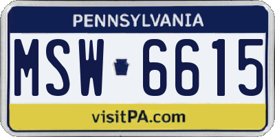 PA license plate MSW6615