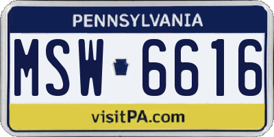 PA license plate MSW6616
