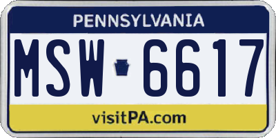 PA license plate MSW6617