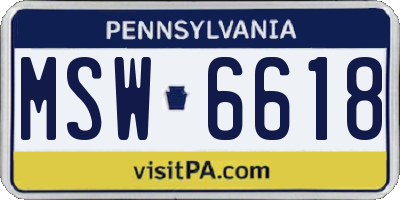 PA license plate MSW6618