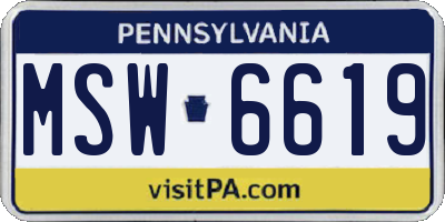 PA license plate MSW6619