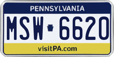 PA license plate MSW6620
