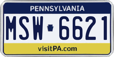 PA license plate MSW6621