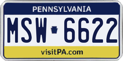 PA license plate MSW6622