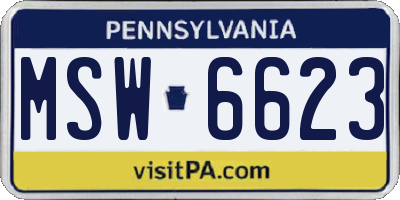 PA license plate MSW6623