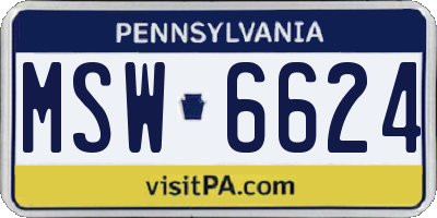 PA license plate MSW6624
