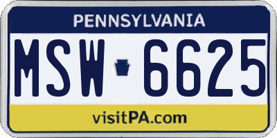 PA license plate MSW6625