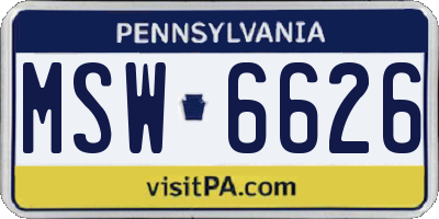 PA license plate MSW6626