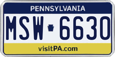 PA license plate MSW6630