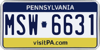 PA license plate MSW6631