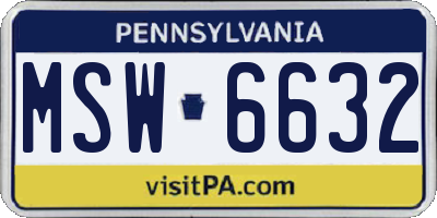 PA license plate MSW6632