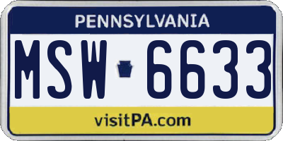 PA license plate MSW6633