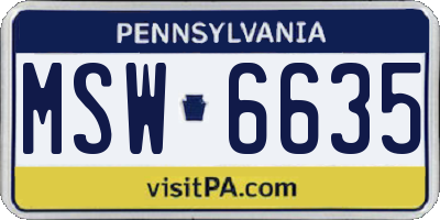 PA license plate MSW6635