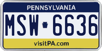 PA license plate MSW6636