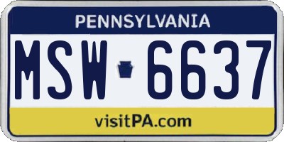 PA license plate MSW6637