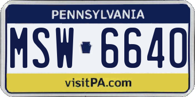 PA license plate MSW6640