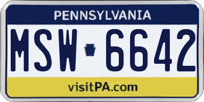 PA license plate MSW6642