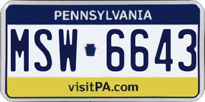 PA license plate MSW6643