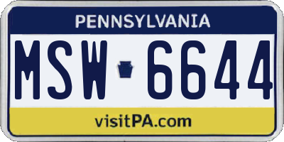 PA license plate MSW6644