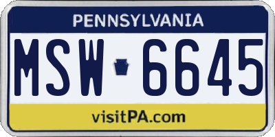 PA license plate MSW6645