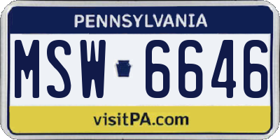 PA license plate MSW6646