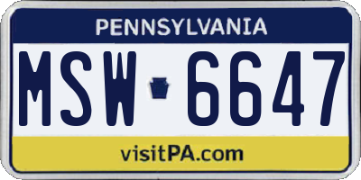 PA license plate MSW6647