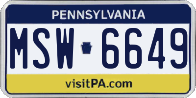 PA license plate MSW6649