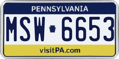 PA license plate MSW6653