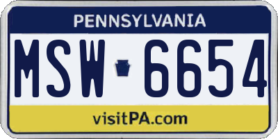 PA license plate MSW6654