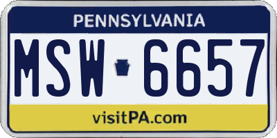 PA license plate MSW6657
