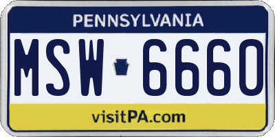PA license plate MSW6660