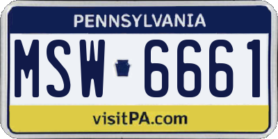 PA license plate MSW6661