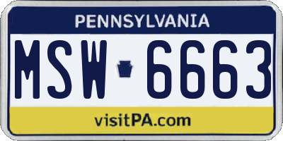 PA license plate MSW6663