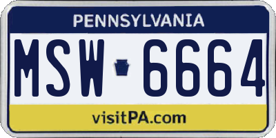 PA license plate MSW6664