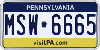 PA license plate MSW6665