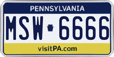PA license plate MSW6666