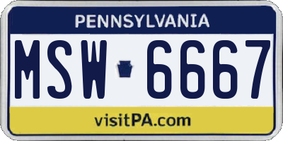 PA license plate MSW6667