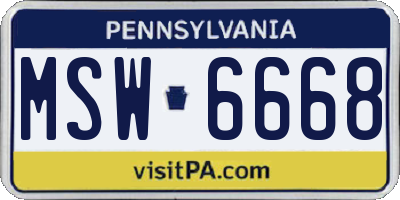 PA license plate MSW6668