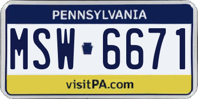 PA license plate MSW6671
