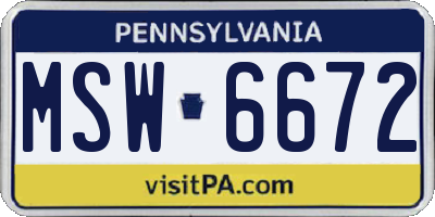 PA license plate MSW6672