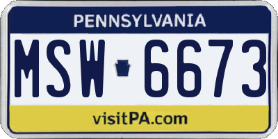 PA license plate MSW6673